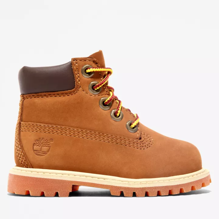 Bota Timberland Premium de 6 polegadas para criança pequena na cor marrom