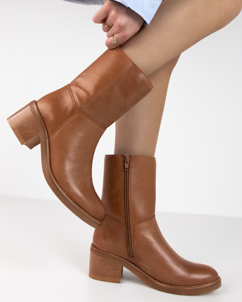 Nelson Rits- & gesloten boots  - cognac