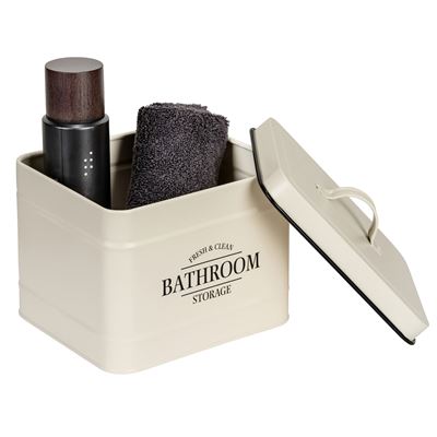 Boîte métal salle de bain avec couvercle