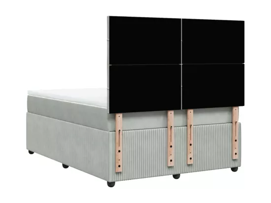 Sommier à lattes de lit et matelas Gris clair 140x190cm Velours