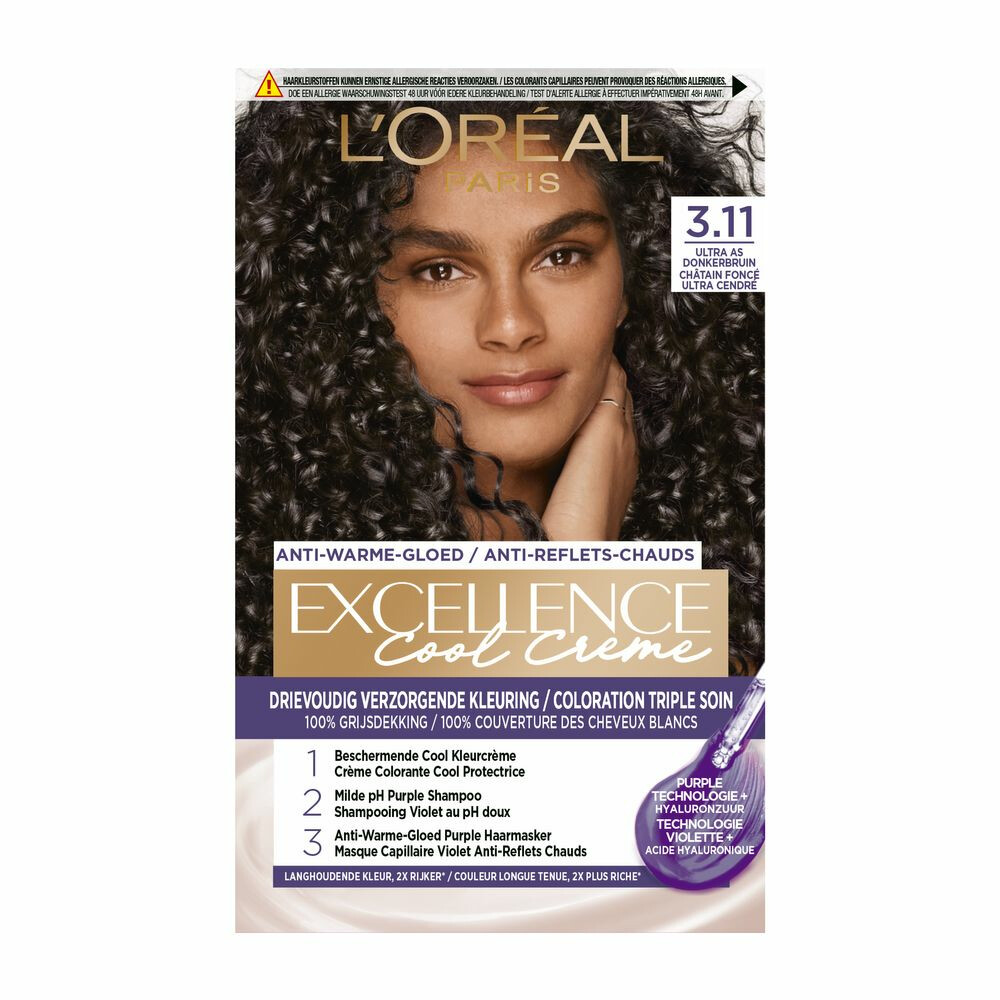 L'Oréal Excellence Cool Crème Permanente Crèmekleuring 3.11 - Ultra As Donkerbruin