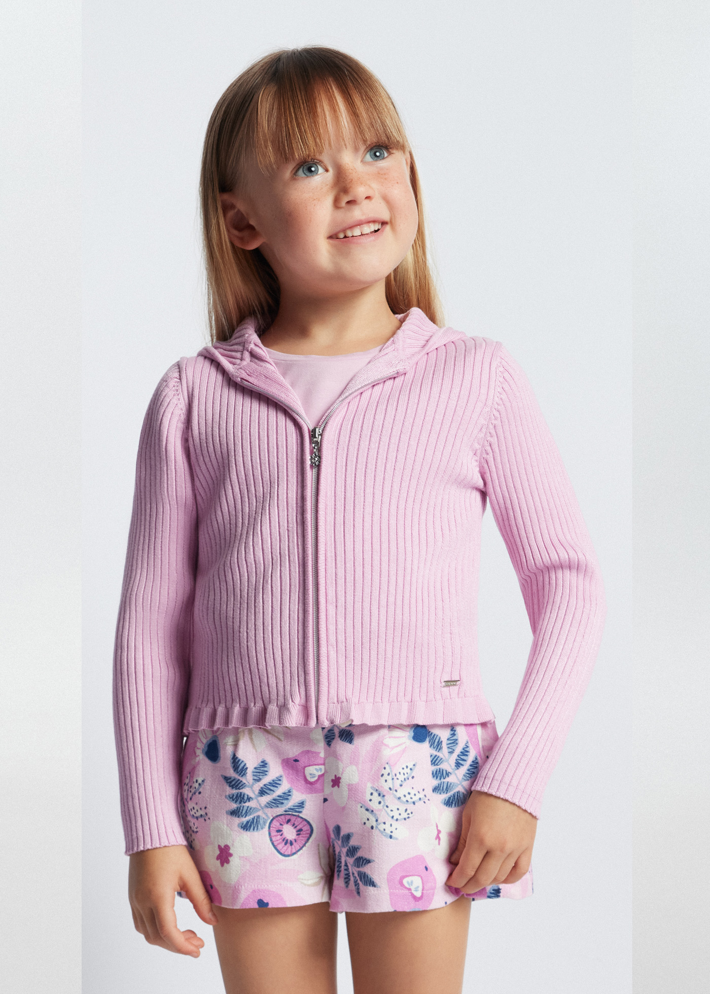 Cardigã canelado de viscose LENZING™ ECOVERO™ para meninas, branco