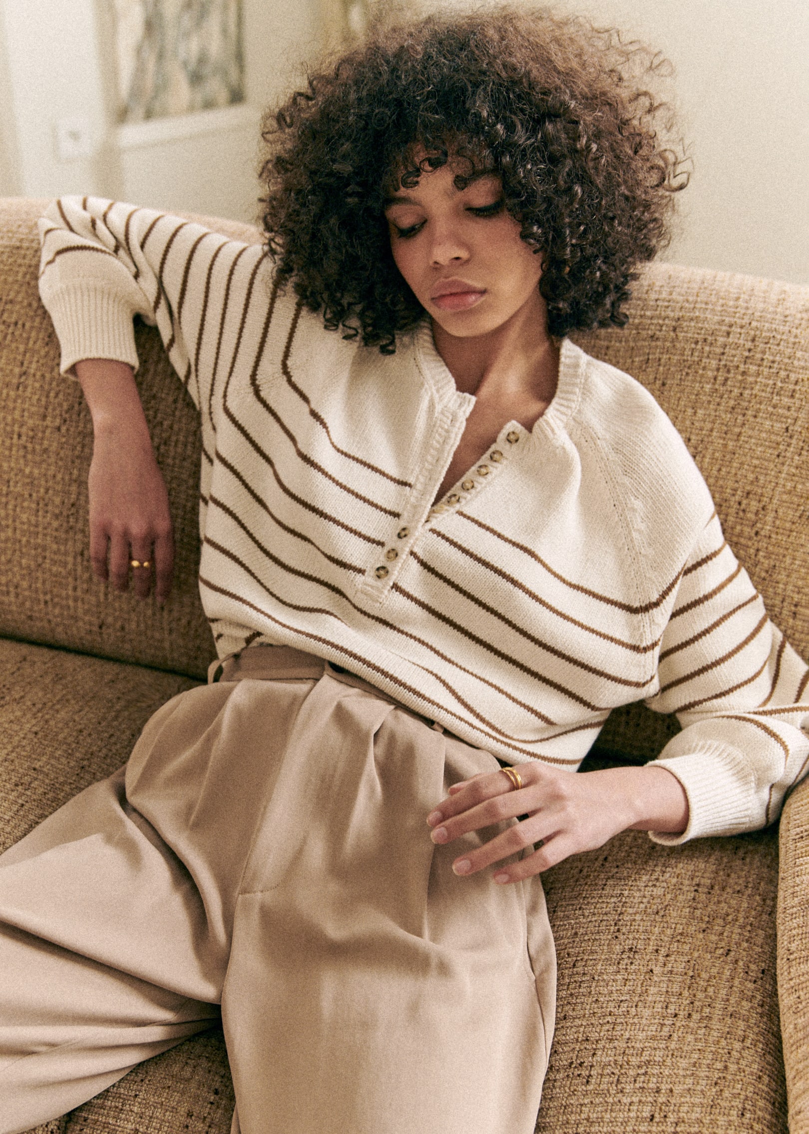 Pull Léontine - Ecru / Camel - E-SHOP/MAILLE 5905465