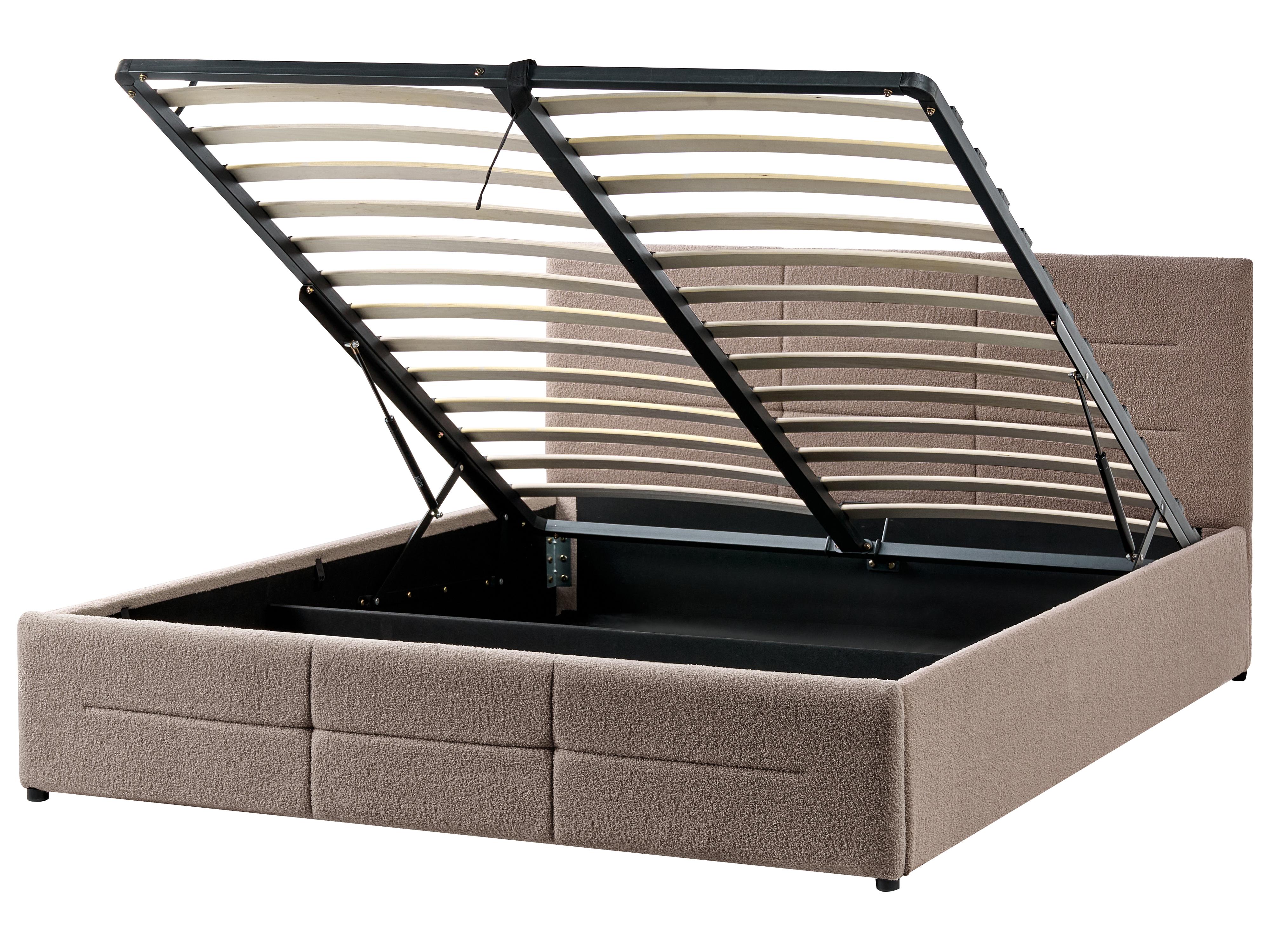 Bed met opbergruimte Bouclé MASSOGNES 160 x 200 cm Taupe