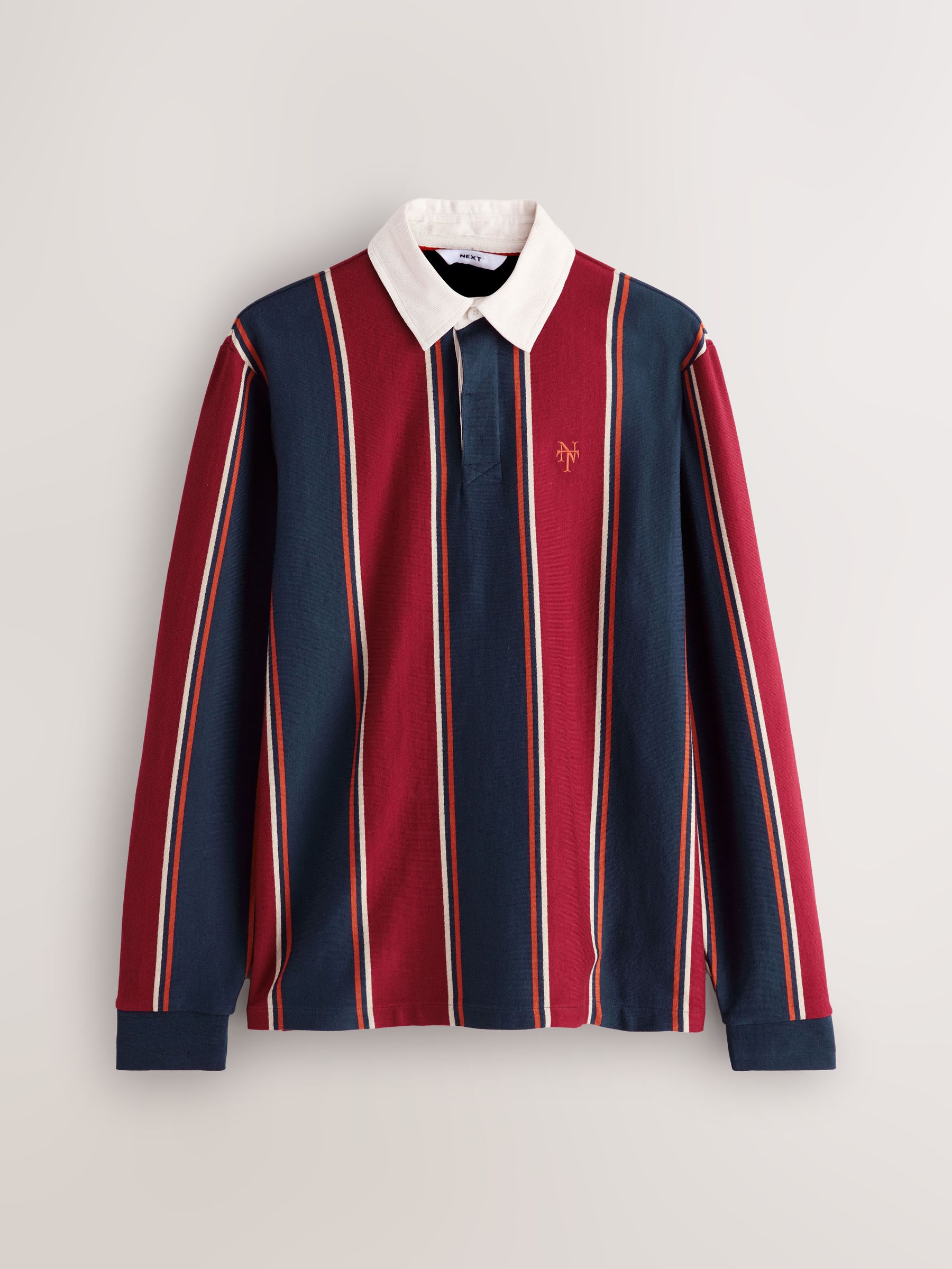 Bordeauxrood-marineblauw gestreept - Rugbyshirt