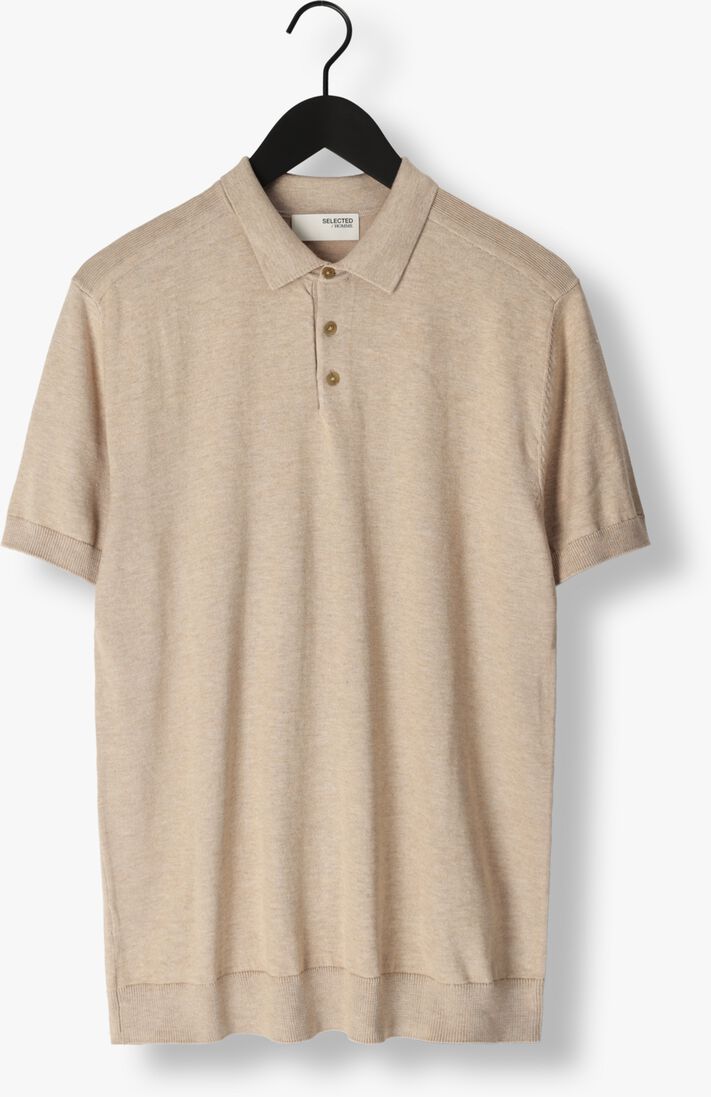 SELECTED HOMME beige selected homme polo slhberg ss knit polo noos