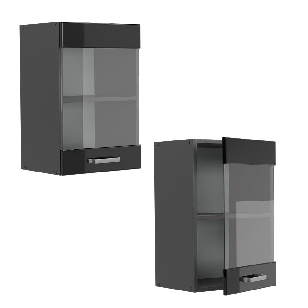 Vicco Glashängeschrank Küchenschrank R-Line Solid Anthrazit Schwarz 40 cm modern