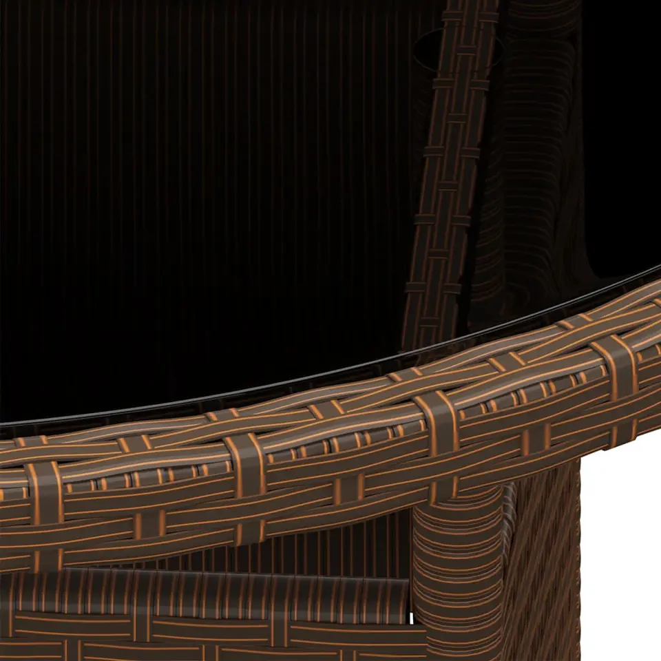 vidaXL - Tuintafel - Bruin - Gehard glas en poly rattan - Ø80x75 cm