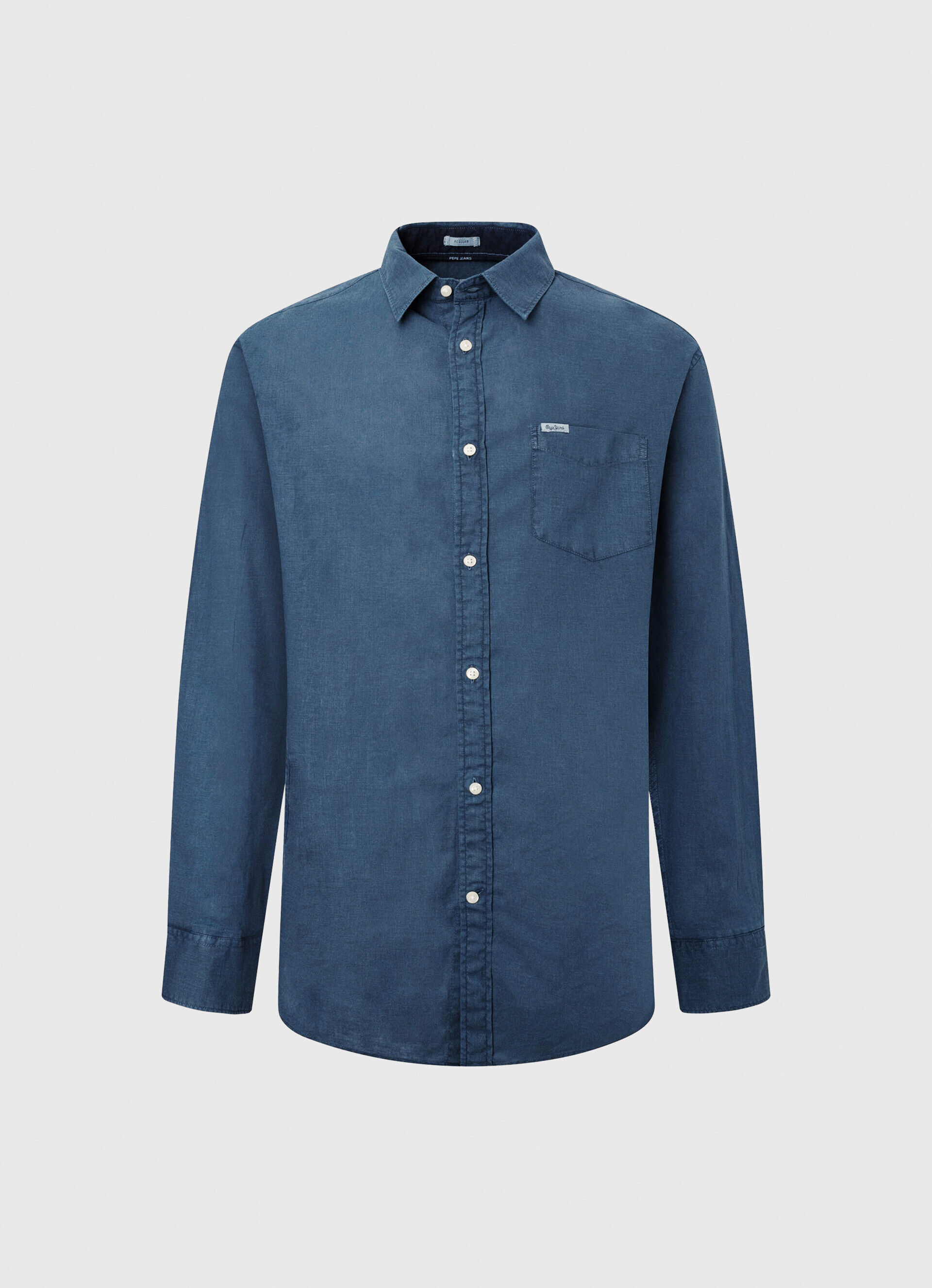 Camisa Parker de linho com mangas compridas - azul jarman