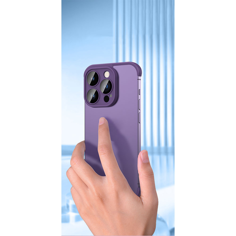 (2-tlg.) iPhone 14 Pro Max Gummi Slim Case Hülle Kameraglasschutz mit Rahmenlosen Bumper (Selbstklebend) - Blau