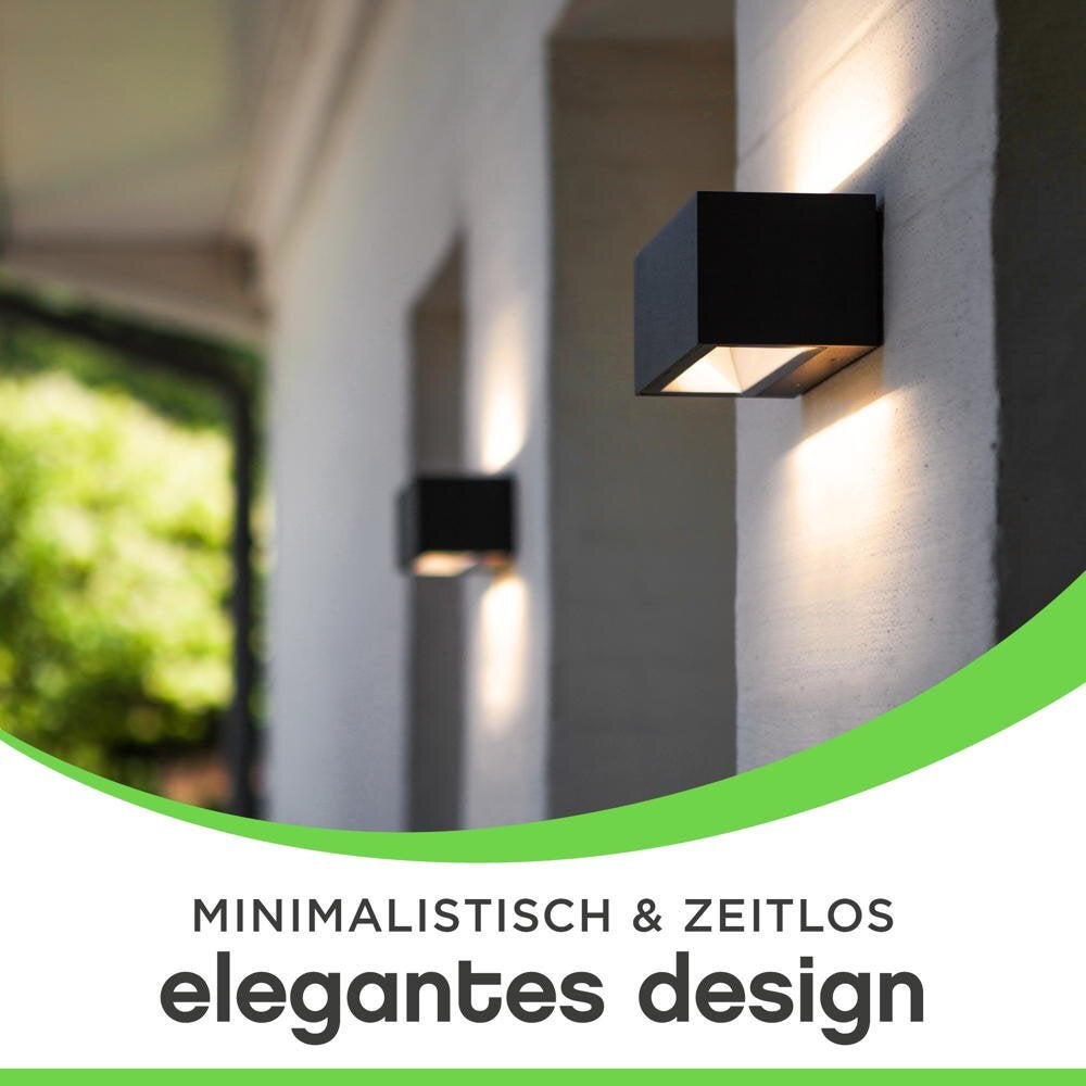 Gemini LED buitenwandlamp in antraciet, up- en downlight 3000K, 65x89x140mm