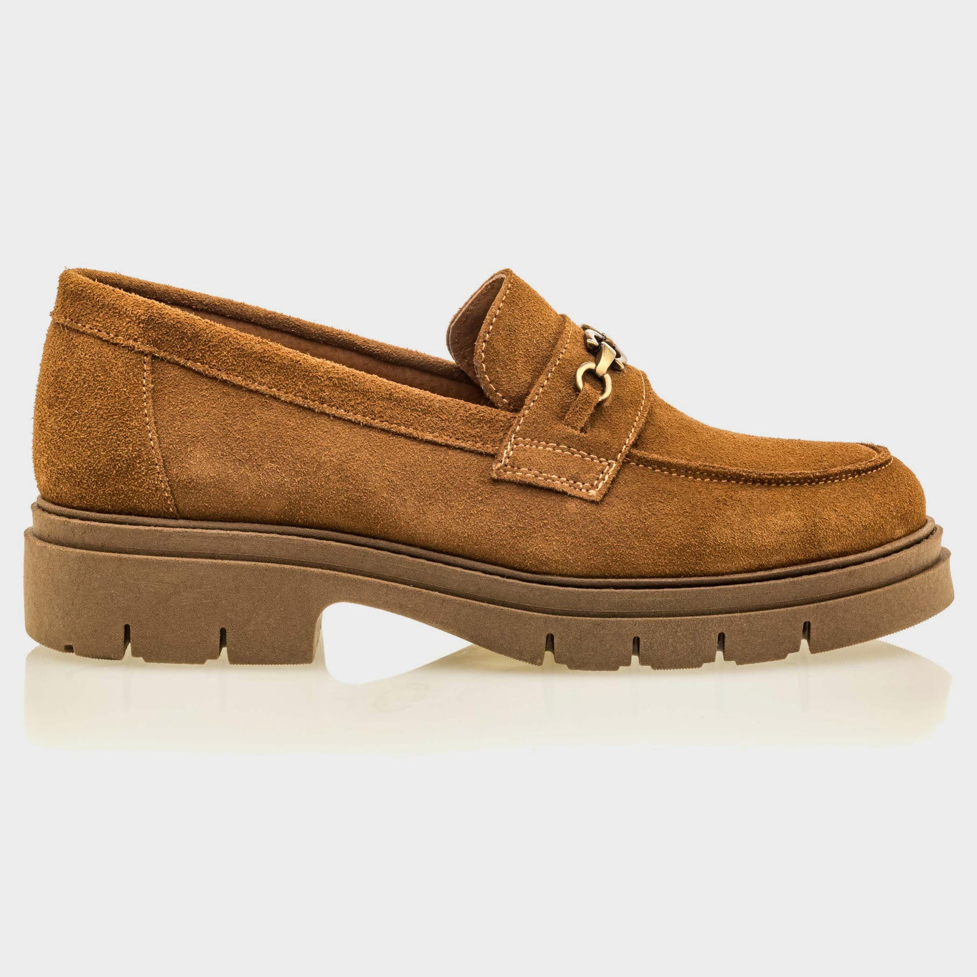Mocassins Femme en cuir cognac
