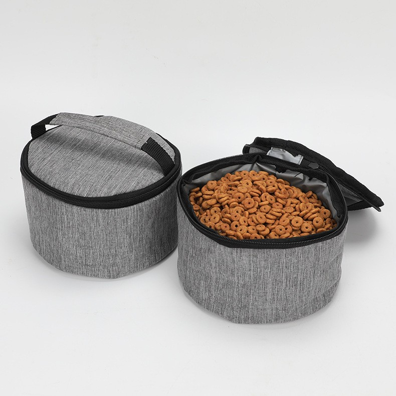 (40x30cm) Haustier Zubehör Transporttasche Reise Tragetasche für Futter / Leckerli / Spielzeug inkl. Futter Napf - Grau