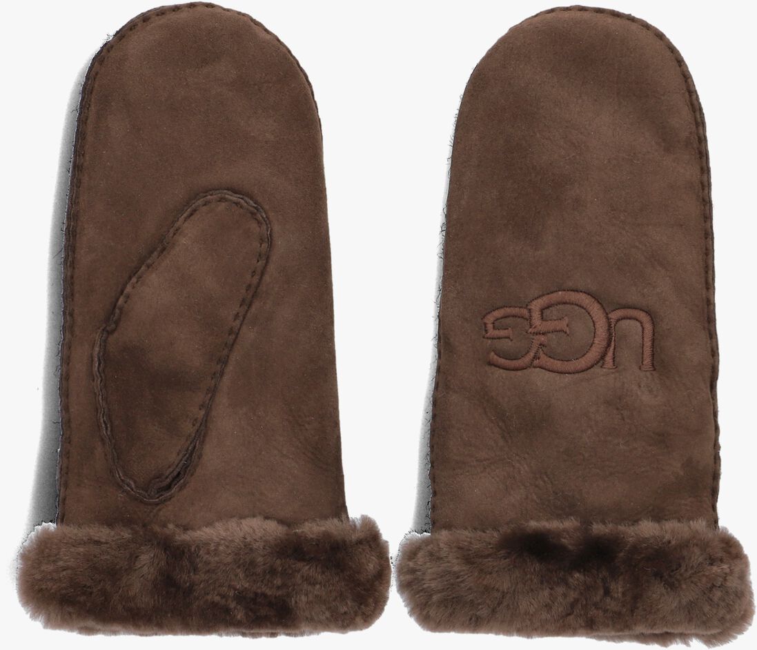 bruine ugg handschoenen sheepskin embroidered mitten