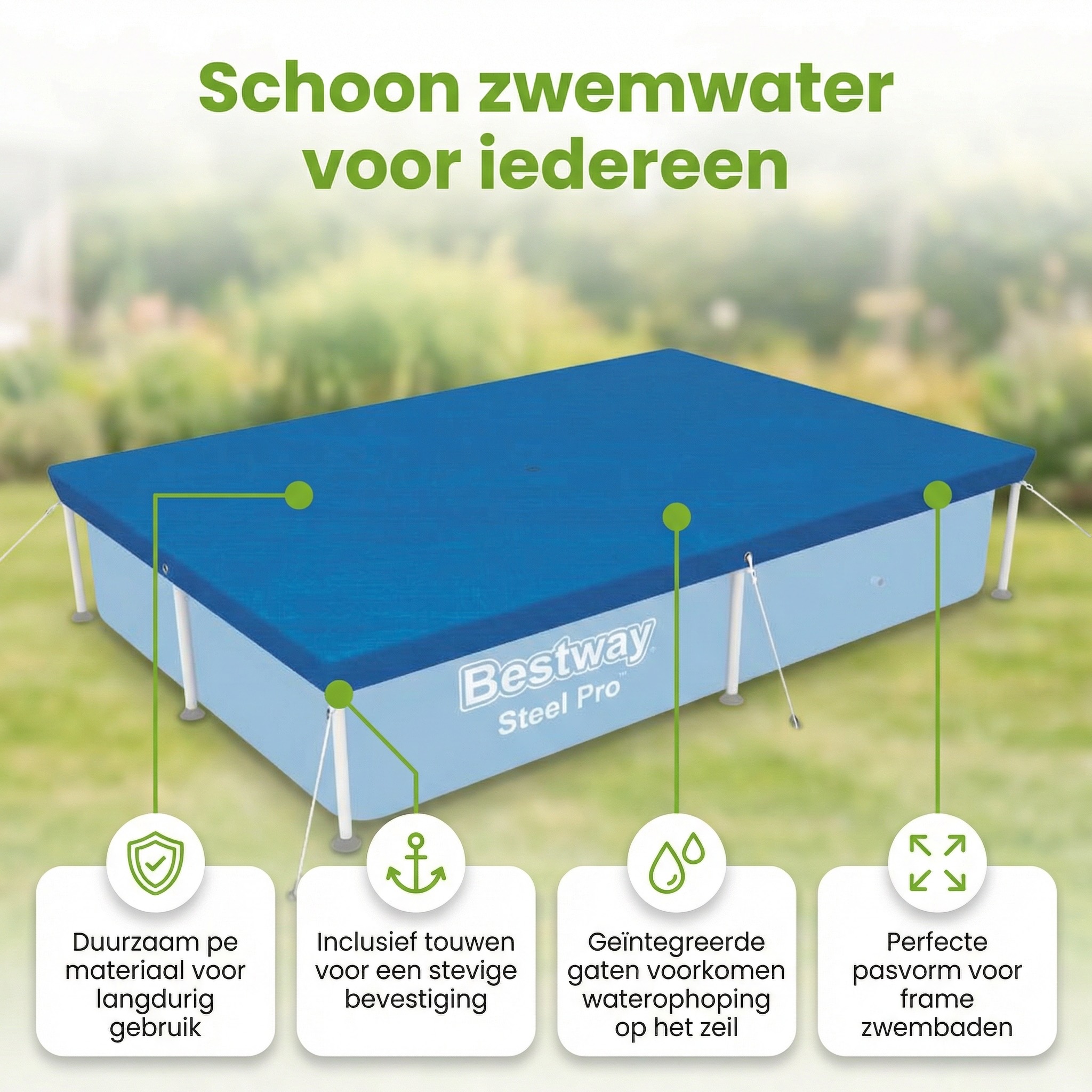 Bestway frame 259x170 cm afdekzeil - Blue