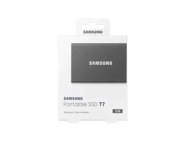 Samsung T7 MU-PC2T0T - SSD - krypteret - 2 TB - ekstern (bærbar) - USB 3.2 Gen 2 (USB-C stikforbindelse) - 256-bit AES - titan grå