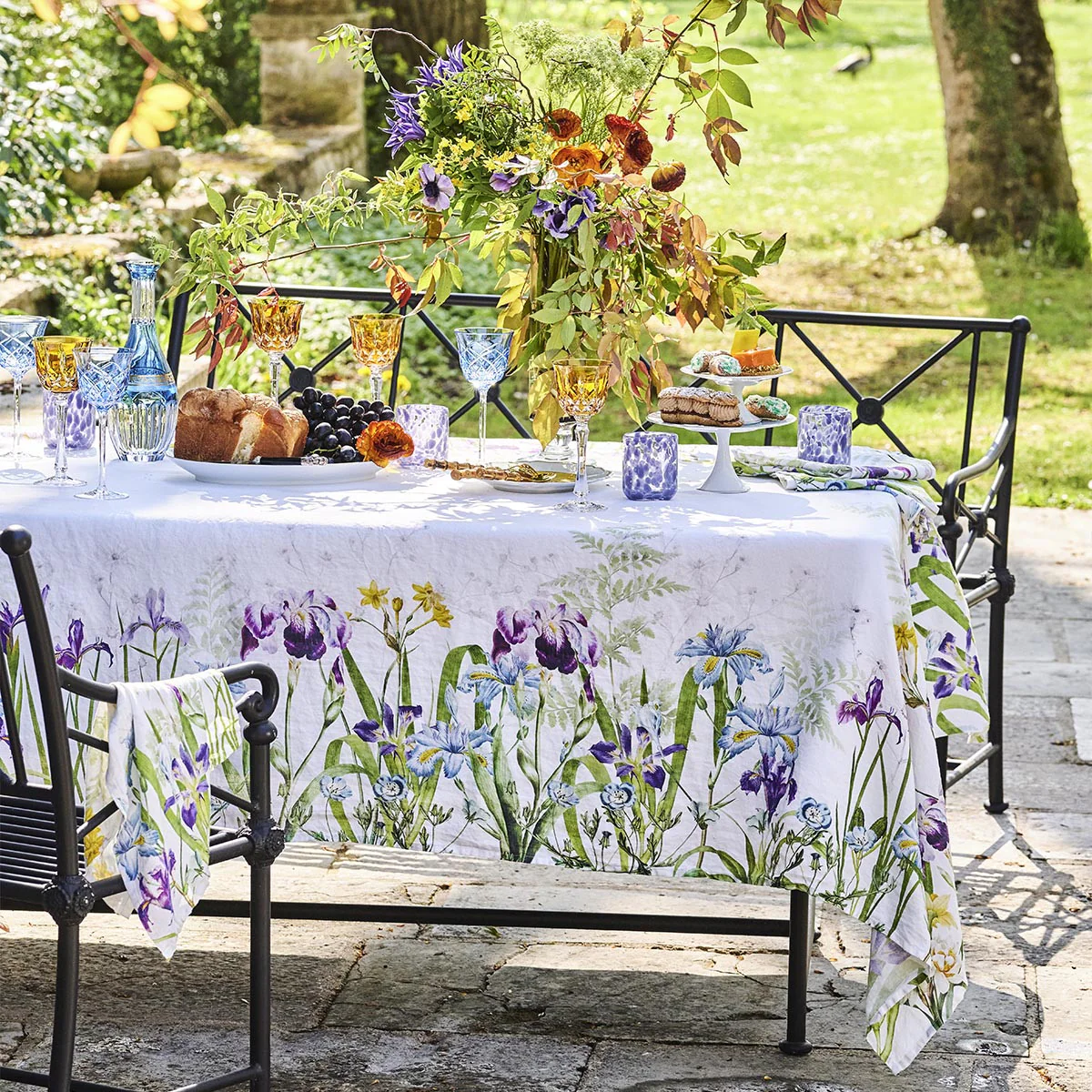 Nappe pur lin multicolore 155x260 Garnier Thiebaut