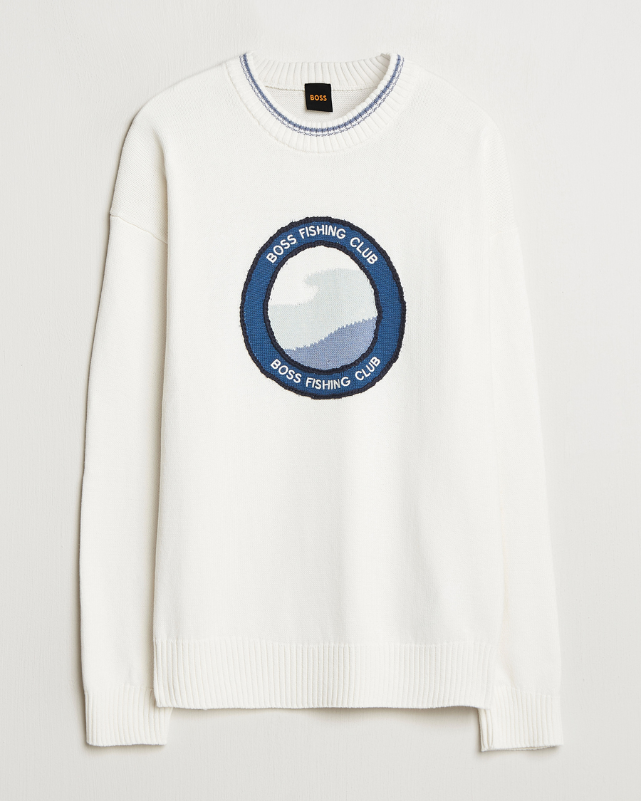 BOSS ORANGE Klubfish Printed Crew Neck Sweater Natural