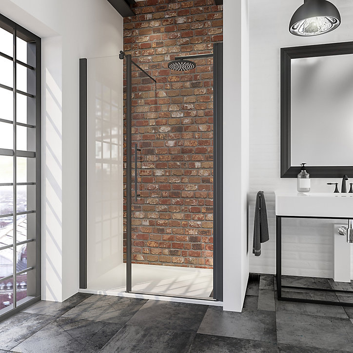 Porte de douche pivotante noir Schulte New Style 120 cm
