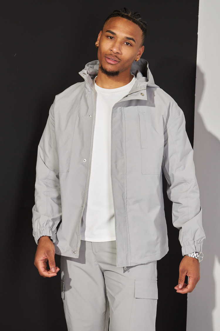 Ensemble 2 pièces veste + pantalon gris à capuche