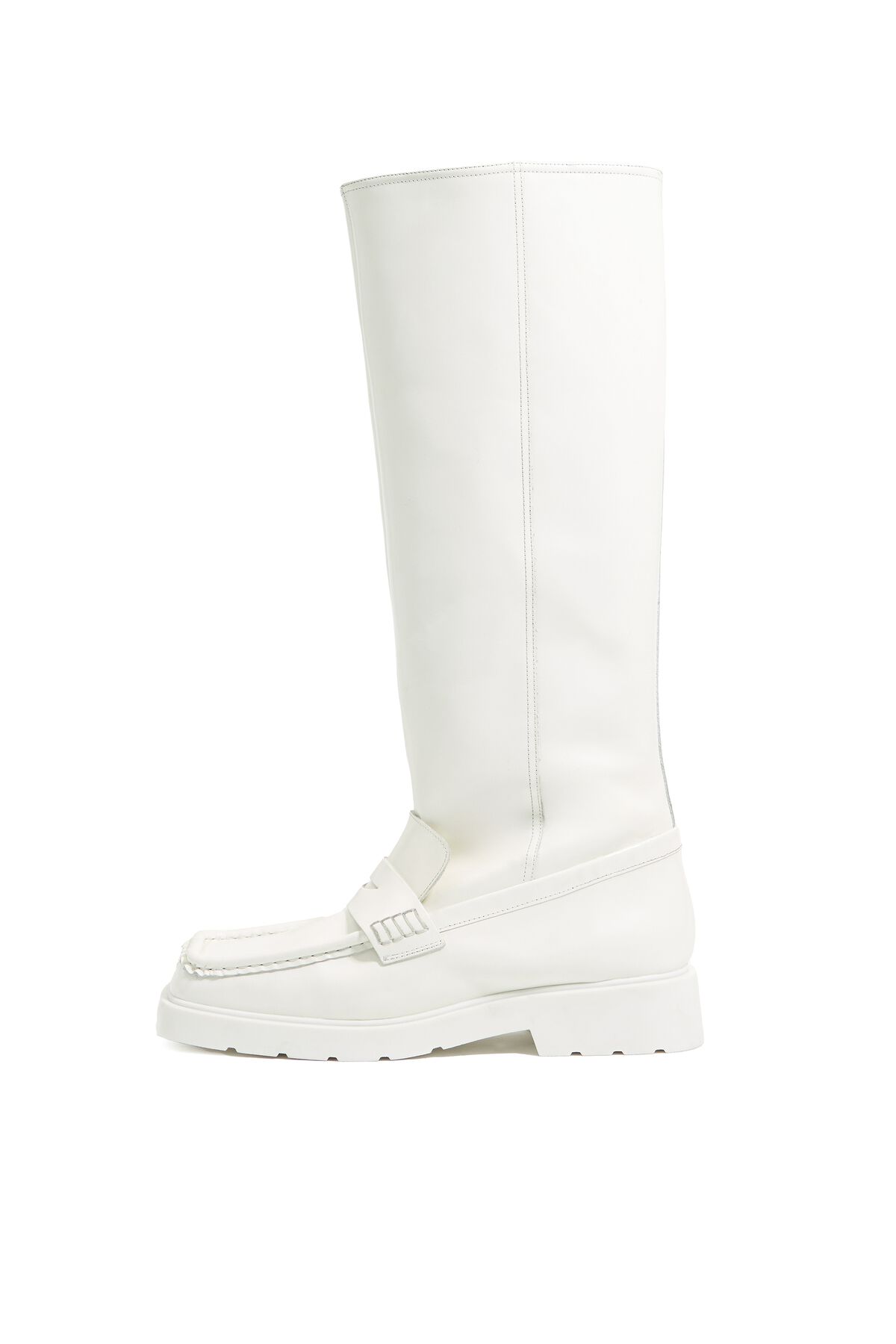 bota alta de couro branco