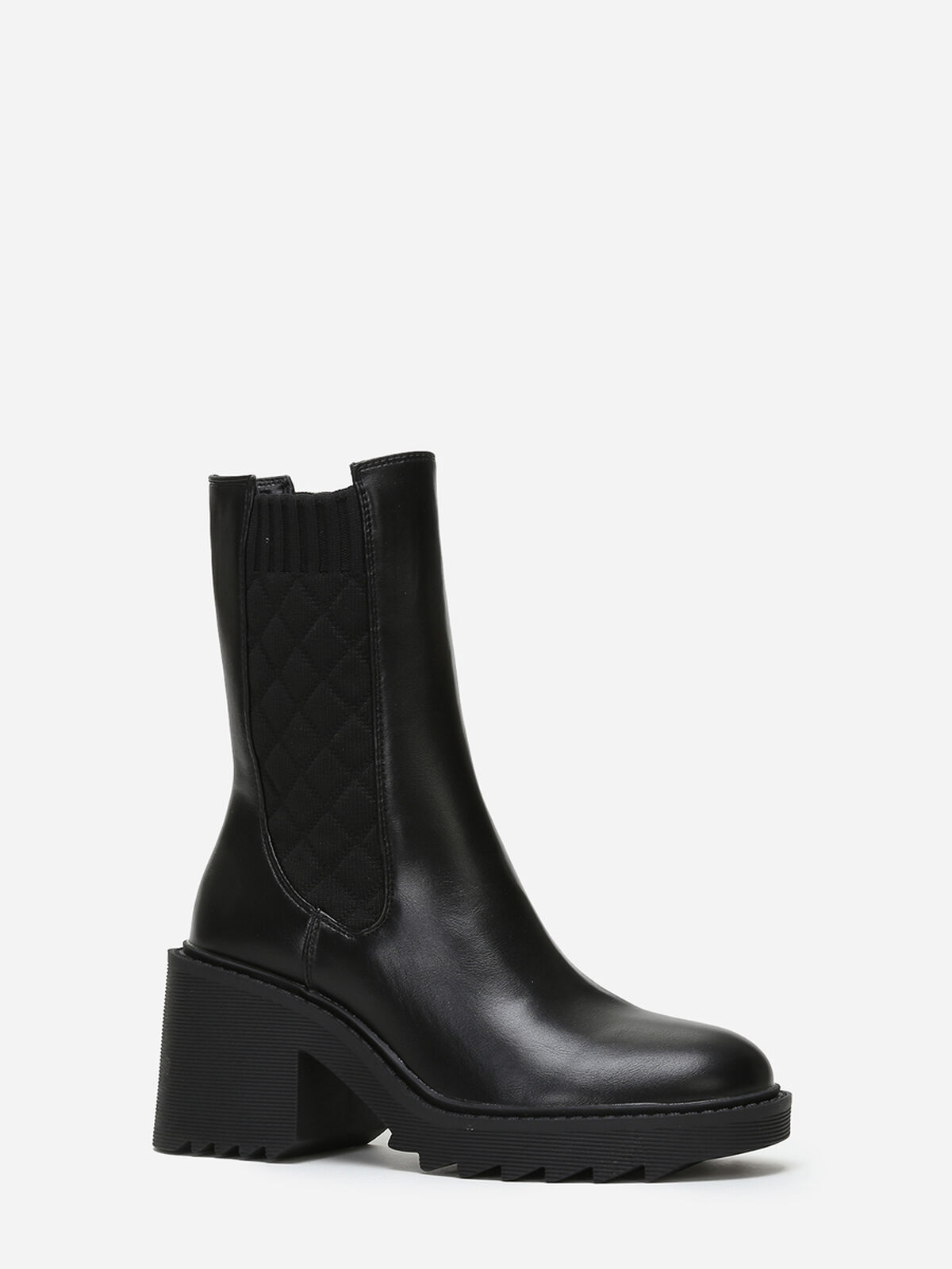 Bottines chelsea effet matelassé- Noir