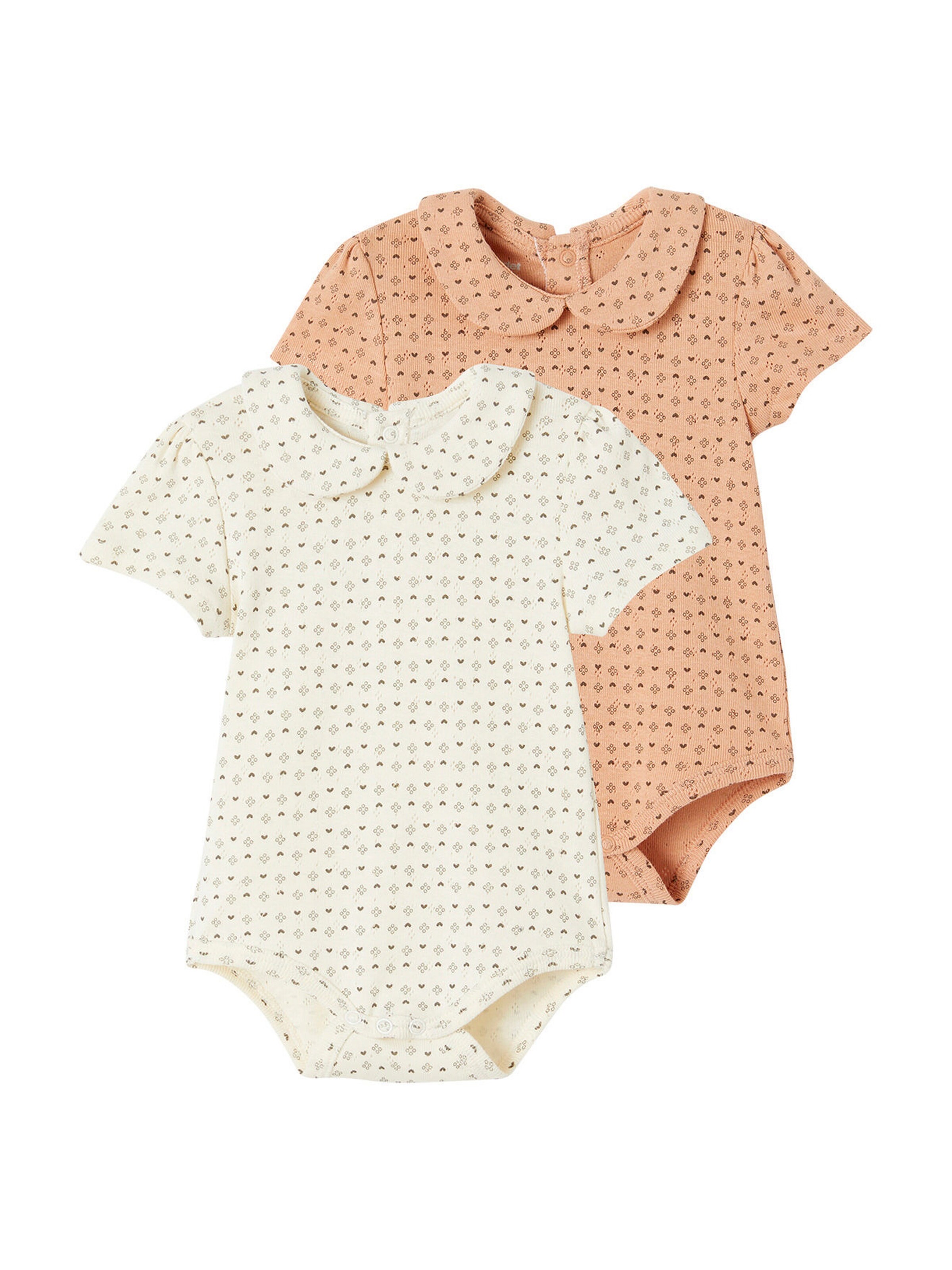 Vertbaudet 2er-Pack Baby Bodys Bio-Baumwolle altrosa