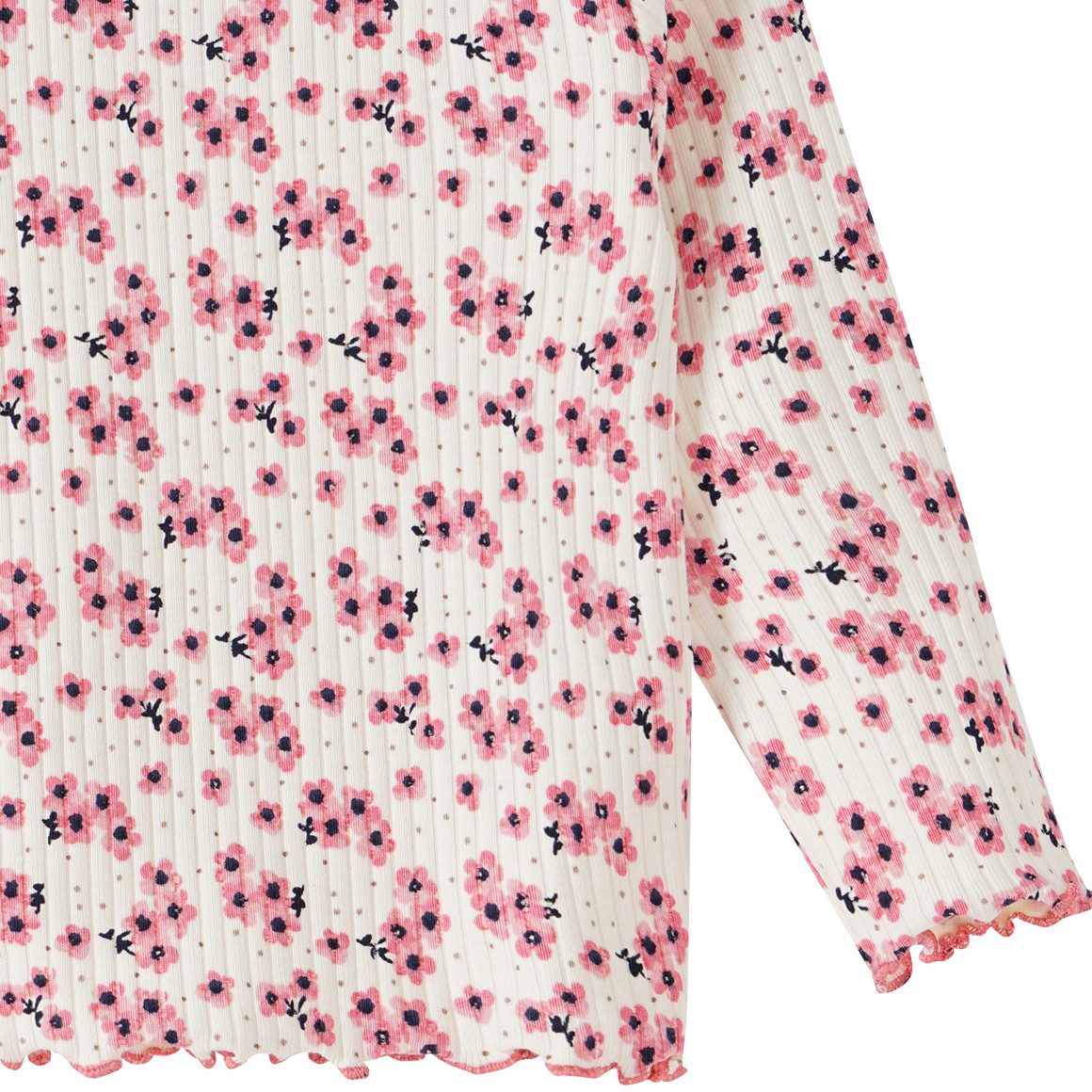 Topomini Pure Collection Baby Langarmshirt mit Allover-Muster weiss / rosa