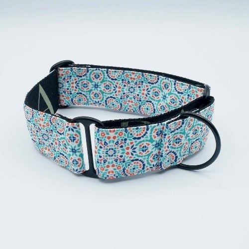 Coleira martingale para cães Baona Boracay em nylon reciclado multicolorido