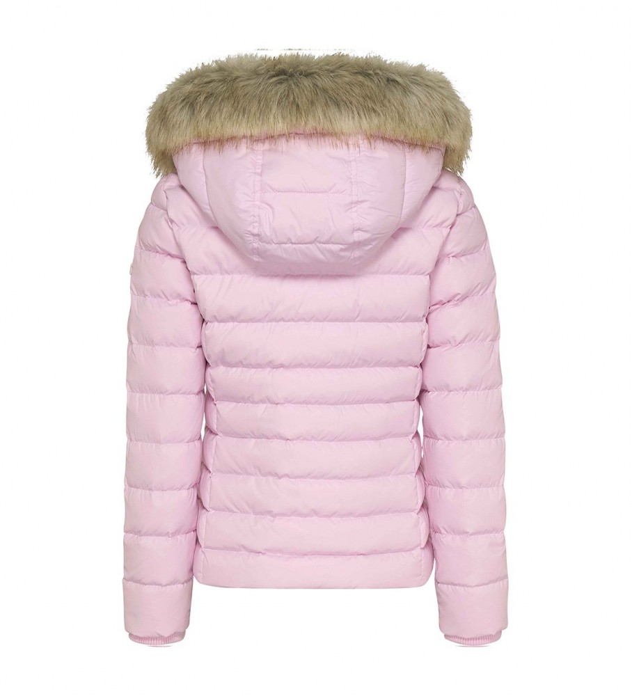 Jaqueta Tommy Jeans Essential Slim Fit com Capuz na cor Rosa