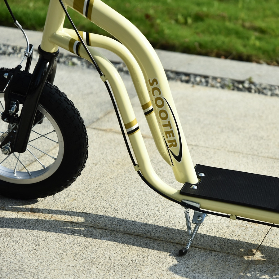 HOMCOM Tretroller mit Handbremse beige
