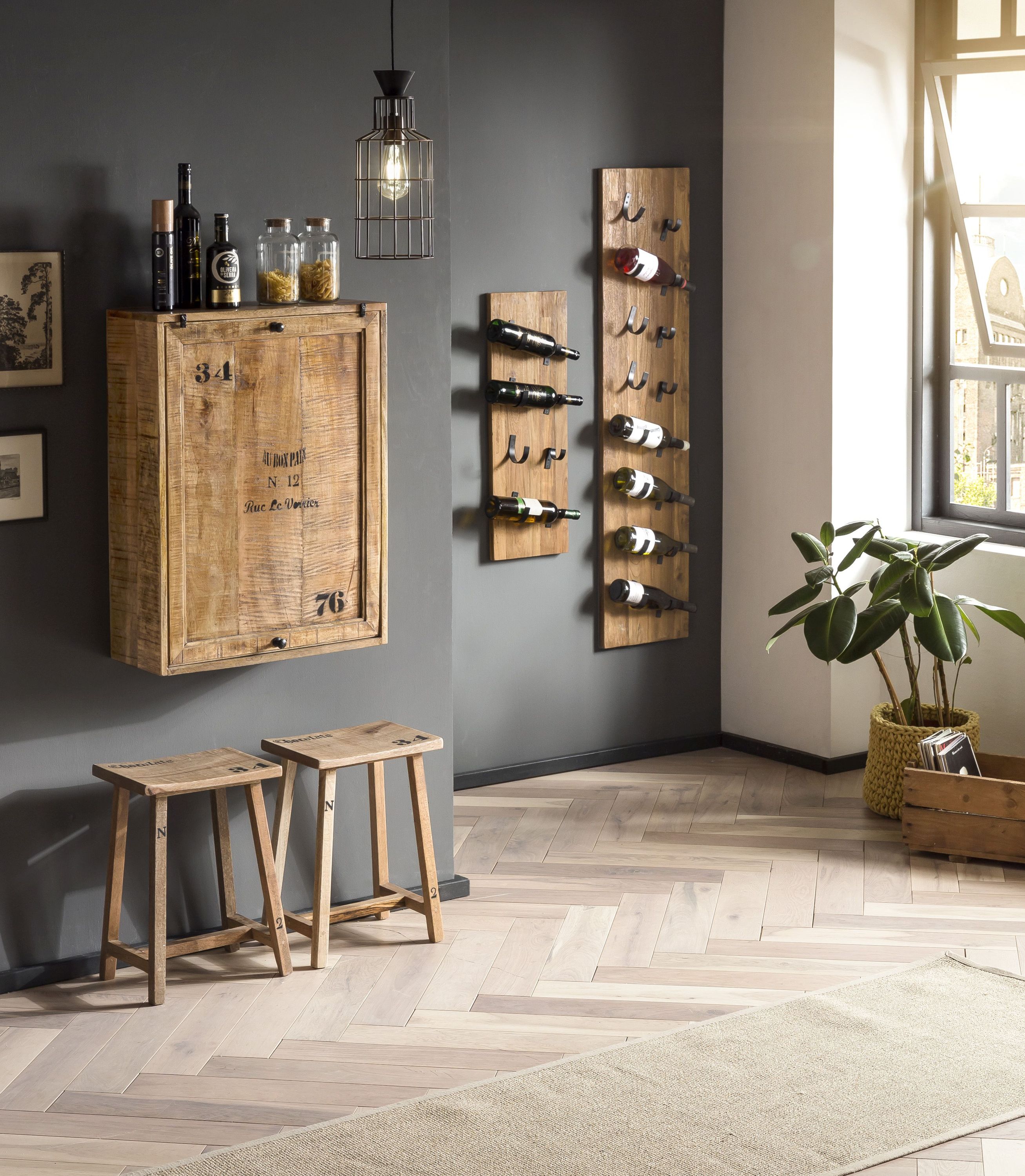 Klapptisch mit 2 Hockern RUSTIC Mangoholz