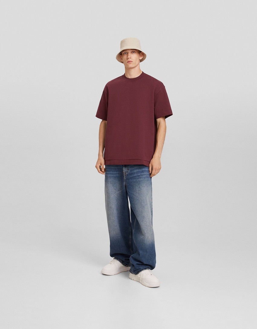Camiseta de malha interlock de manga curta