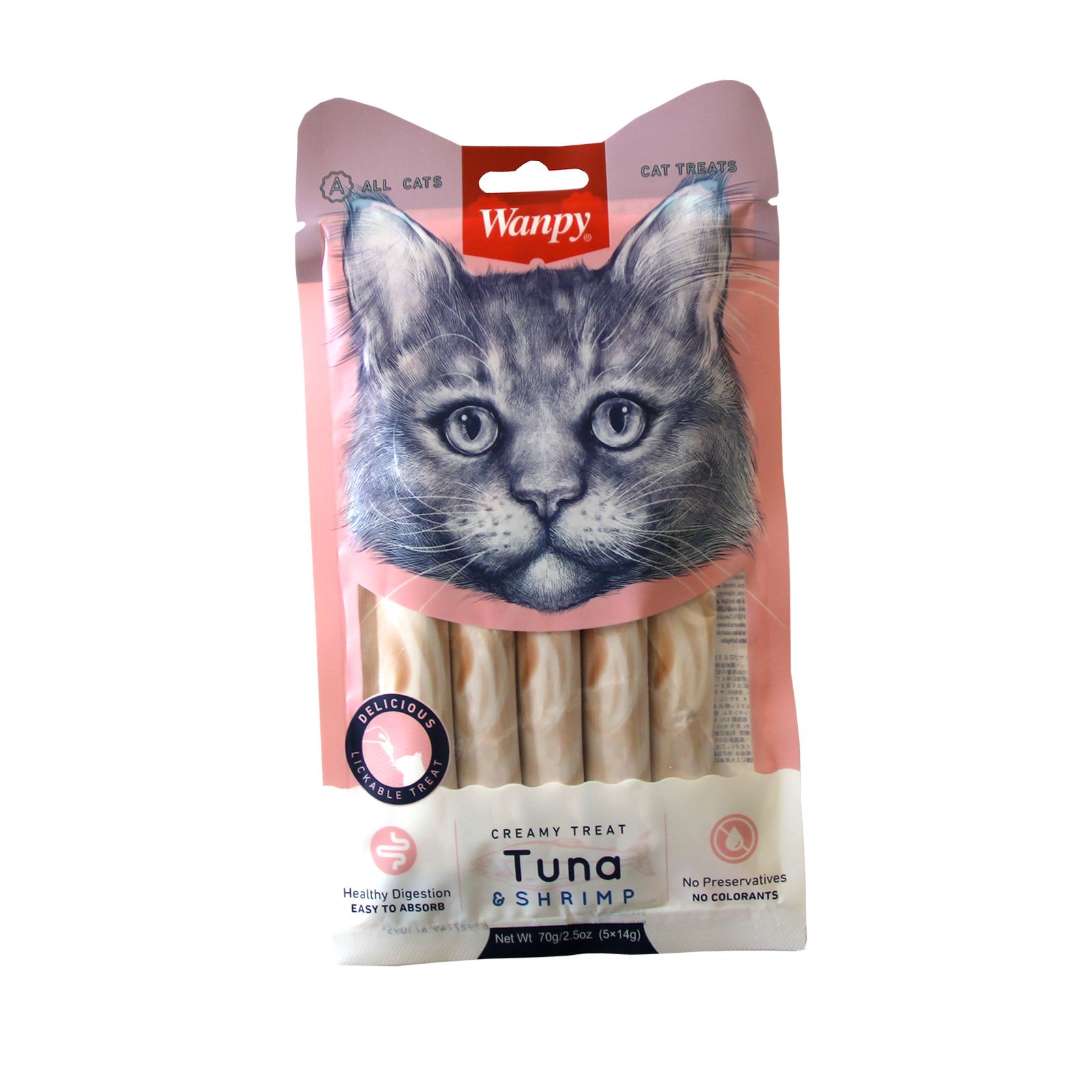 Leckere Paste mit Thunfisch & Shrimps, Katzenleckerlie 5 Stück in einer Packung