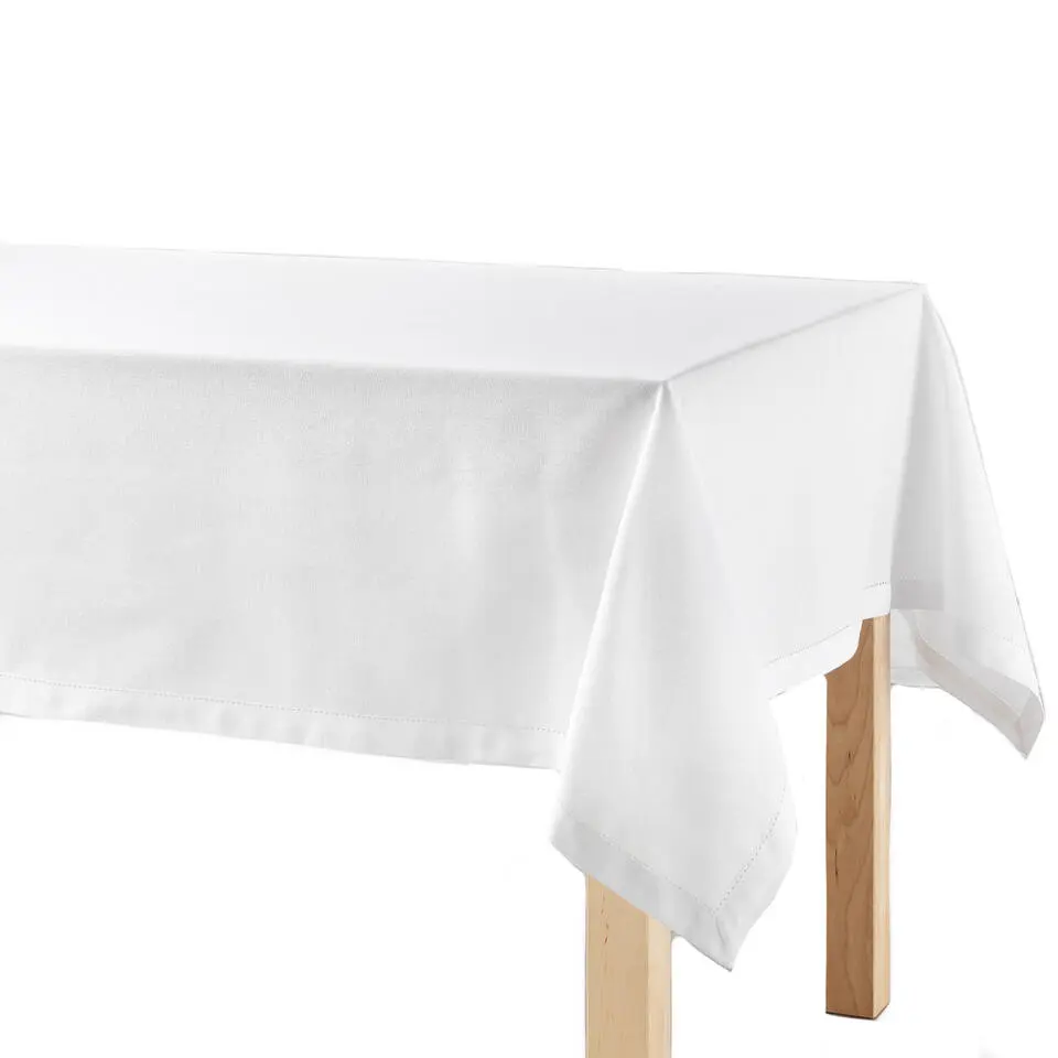 Tafelkleed/tafellaken - wit - 140 x 240 cm - katoen stof