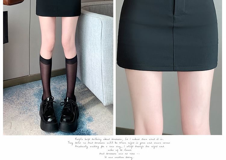 Magimomo - Hoge taille effen mini-kokerrok