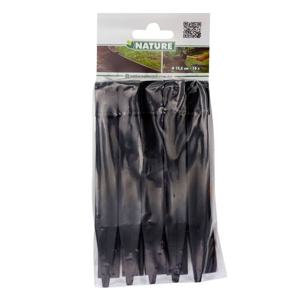 Lot de 10 ancres pour bordure de jardin polyéthylène recyclé noir - h 19,5 x 1,9
