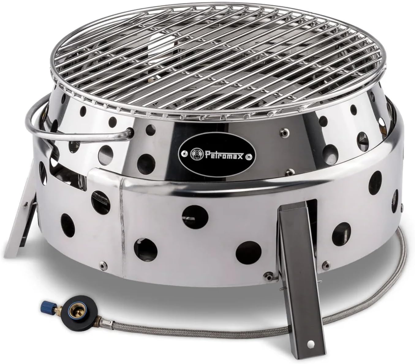 Petromax Atago Gasgrill - Tischgrill für den Einsatz beim Camping, im Garten oder Balkon - ideal zum Grillen, als Ofen oder Feuerschale - Picknick Grill mit Grillrost und Piezo-Zündung - Edelstahl
