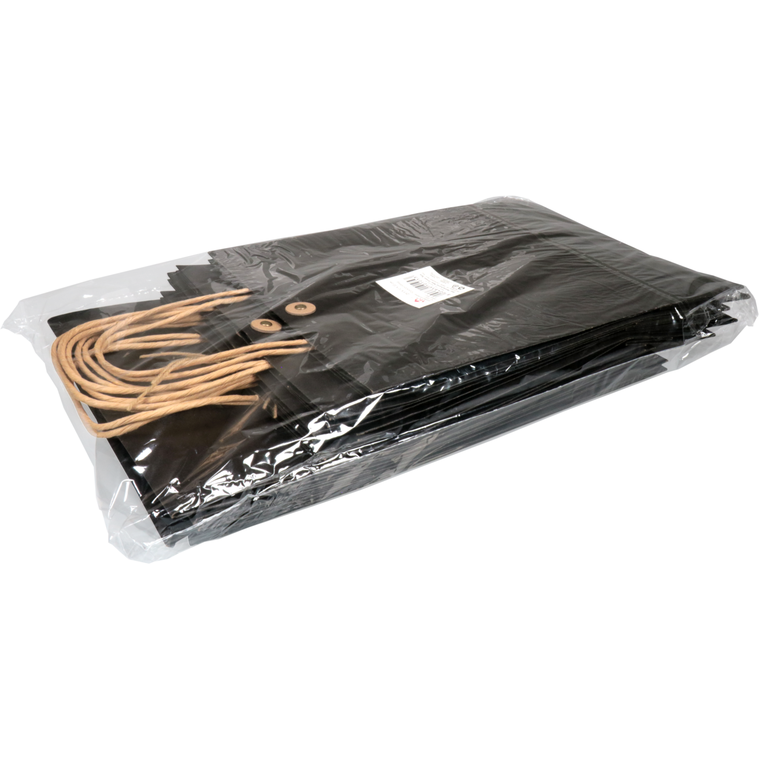 Tas, Papier, gedraaid papieren koord, japanse sluiting, 25.5x 10x33cm, draagtas, zwart