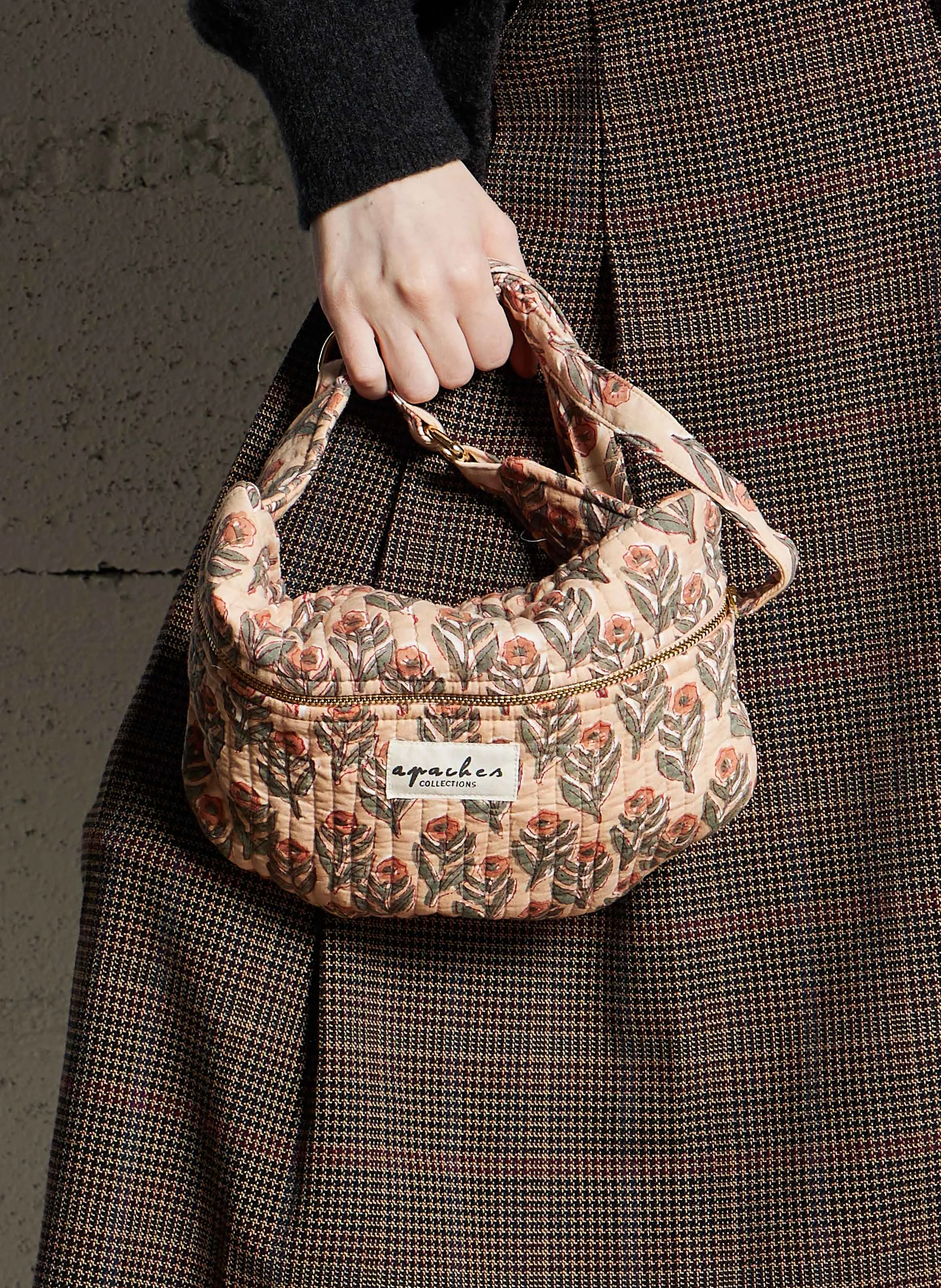 KELI - Sac banane en coton imprimé | Beige