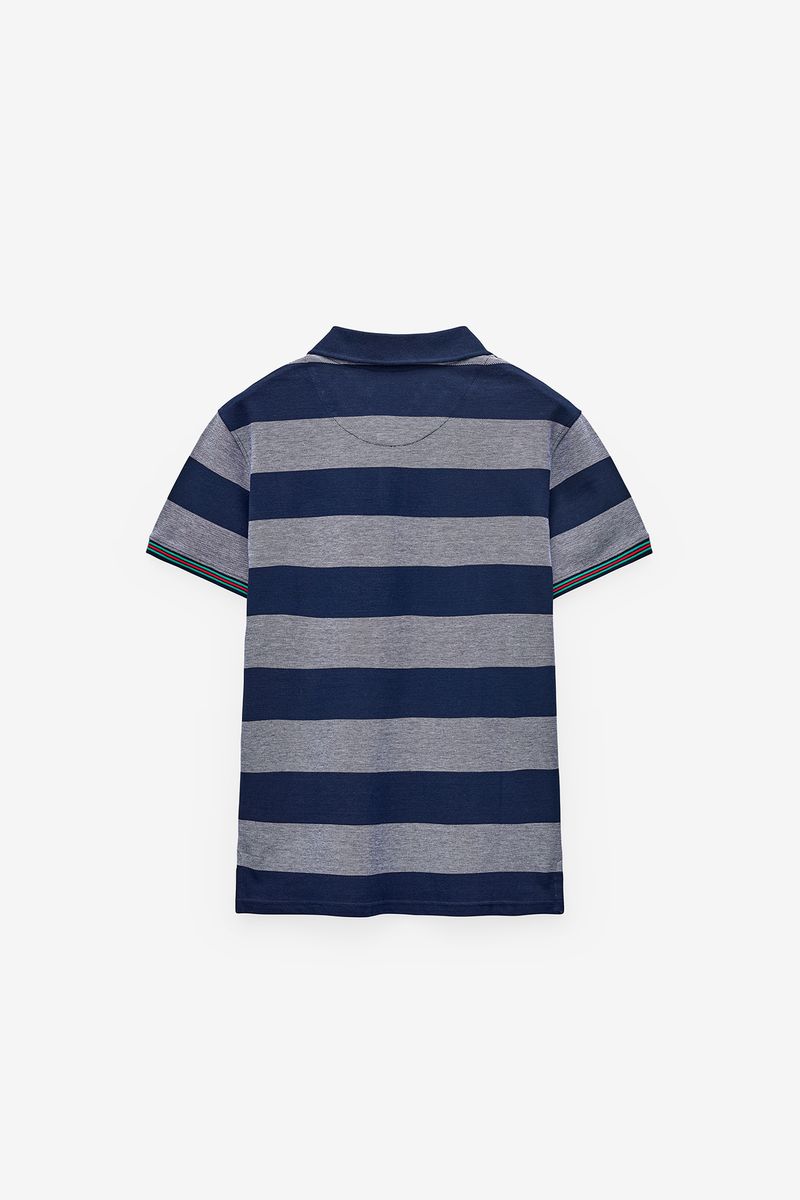 POLO PIQUET COM RISCAS EFEITO OXFORD