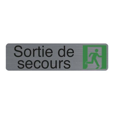 Exacompta - Plaque de signalisation Sortie de secours - 165 x 44 mm - aluminium brossé