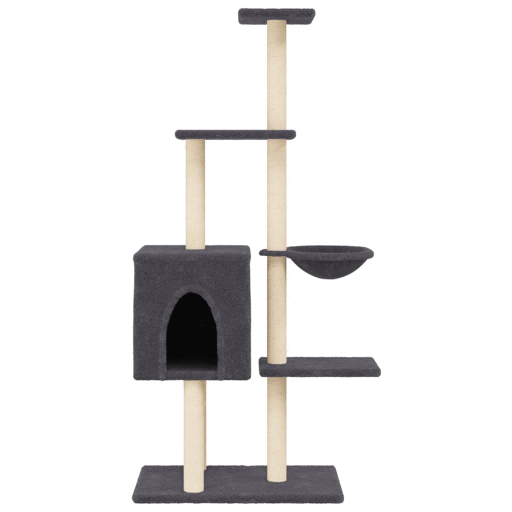 Arbre à chat avec griffoirs en sisal gris foncé 145 cm