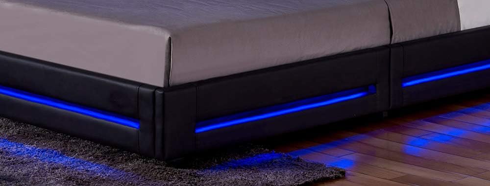 Home Deluxe - LED Bett Asteroid - Schwarz, 90 x 200 cm - inkl. Lattenrost I Polsterbett Design Bett inkl. Beleuchtung