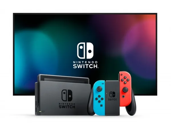 Nintendo | Switch V2 - Spilkonsol - Full HD - 32GB - sort | Inkl. 2 x Joy-Con (Neonrød/Neonblå)