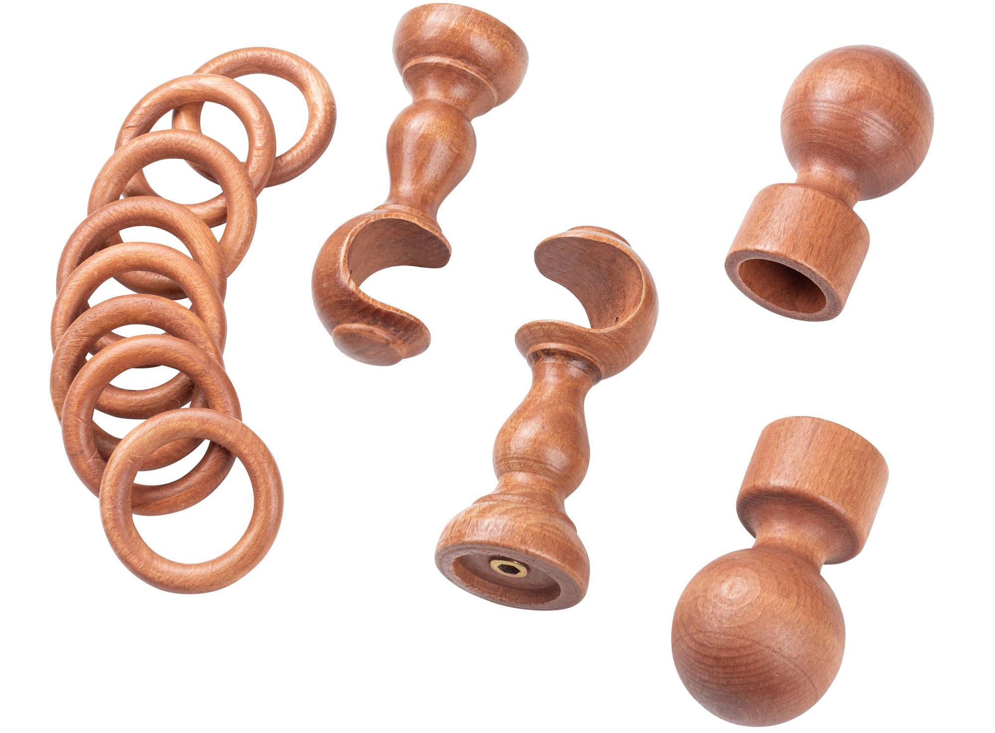 SN DECO GROUP Gardinenstange »Giro« 1 läufig-läufig Fixmass 28 mm, Holz, verschiedenen Längen und Farbe, Komplettset
