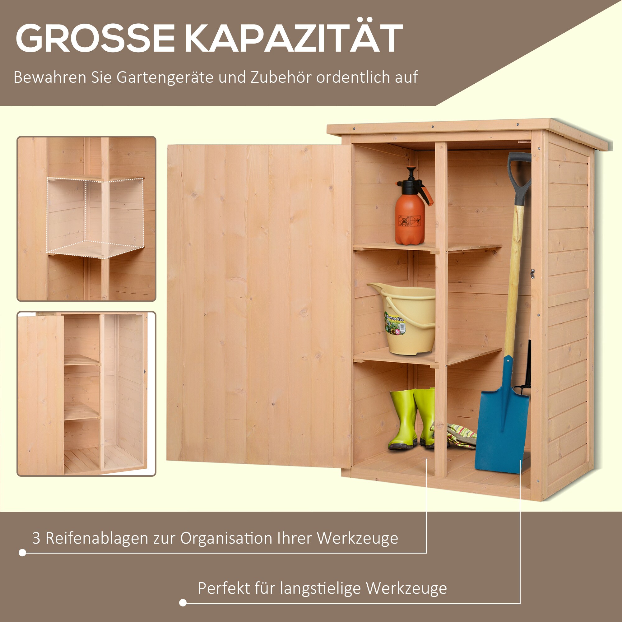 Outsunny Gerätehaus mit Regalböden 75L x 56B x115H cm