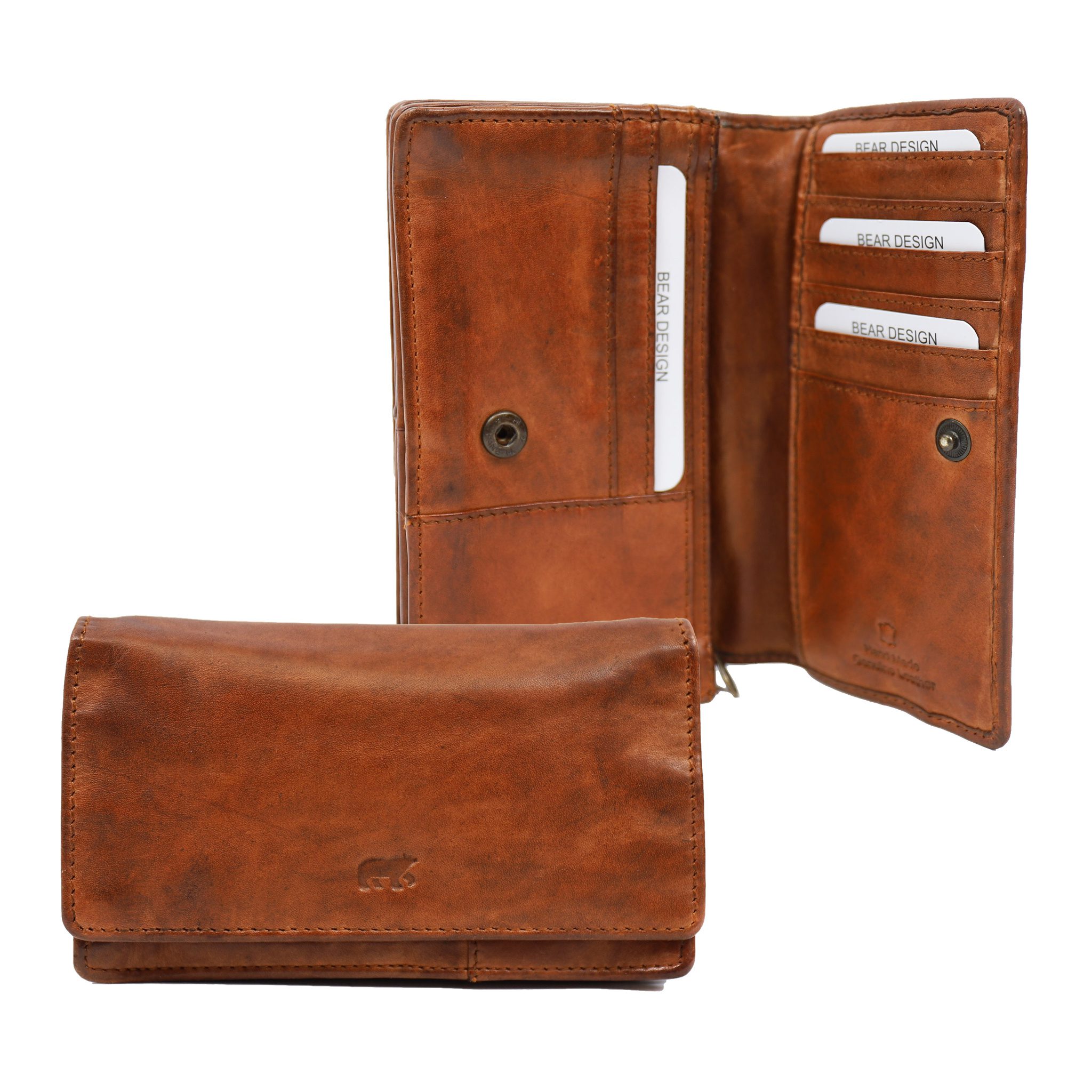 Bear Design Cow Lavato Portemonnee Emma Cognac CL782 RFID