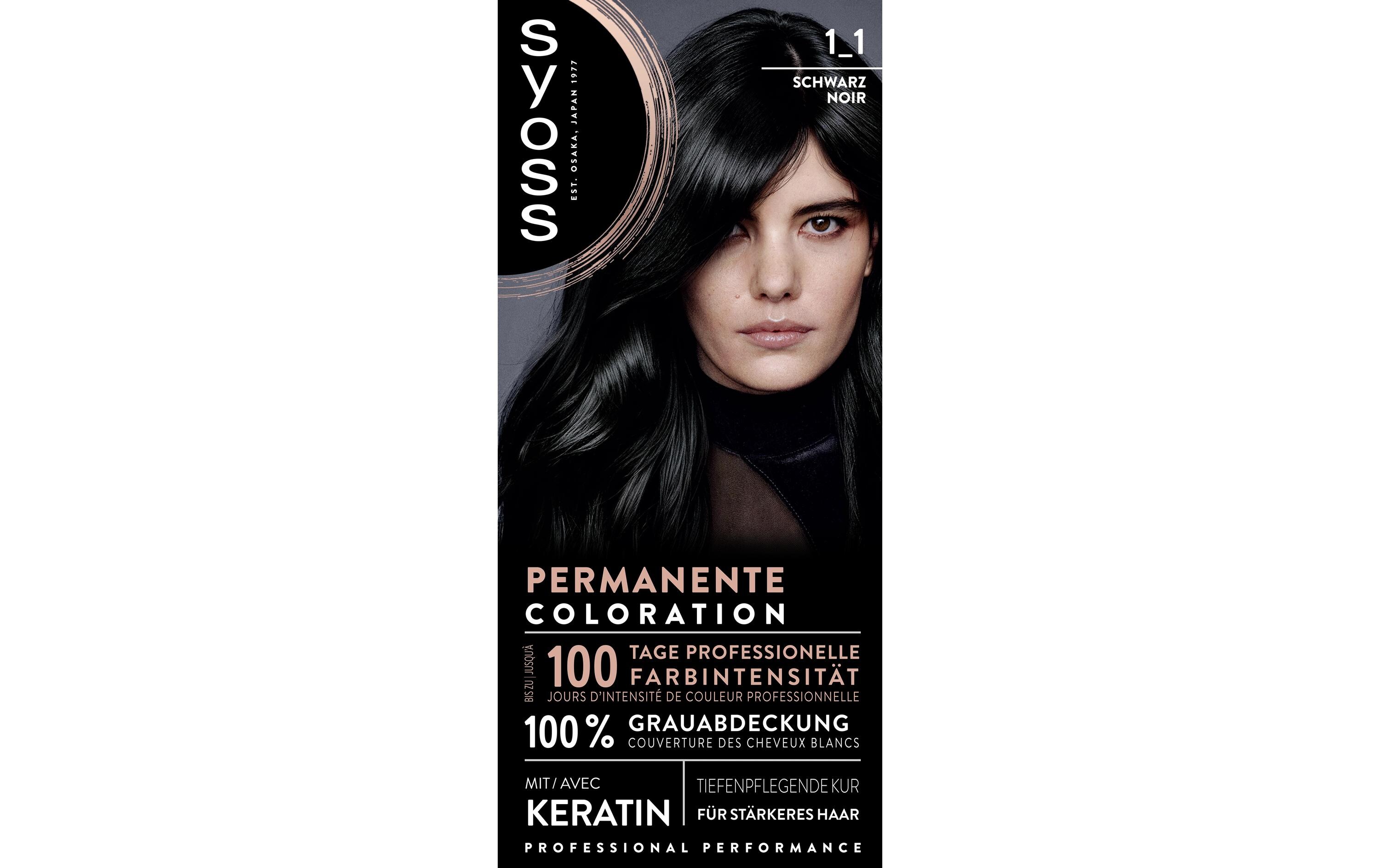 Haarcoloration 1-1 SchwarzPermanente Coloration mit Keratin verleiht professionelle Farbintensität