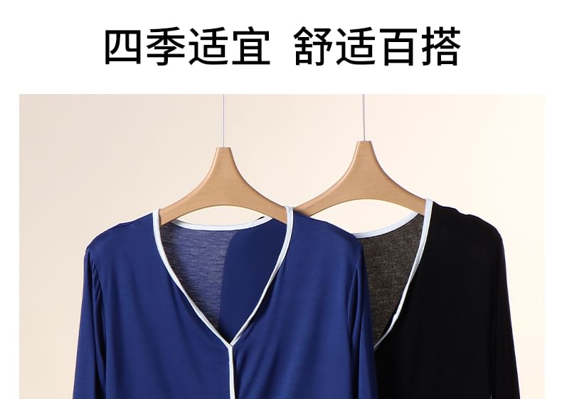 KUMI - Pyjamaset met contrasterende bies